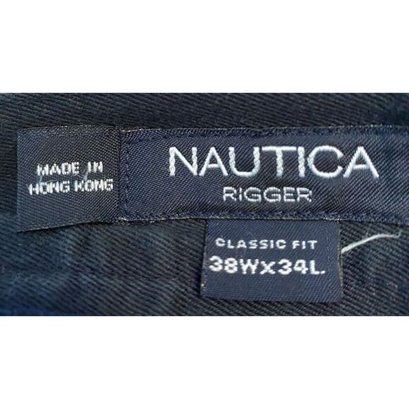 NAUTICA Mens Pants Pleated Front Classic Fit Rigger Pants 38x 34 Cuffed - Picture 3 of 4